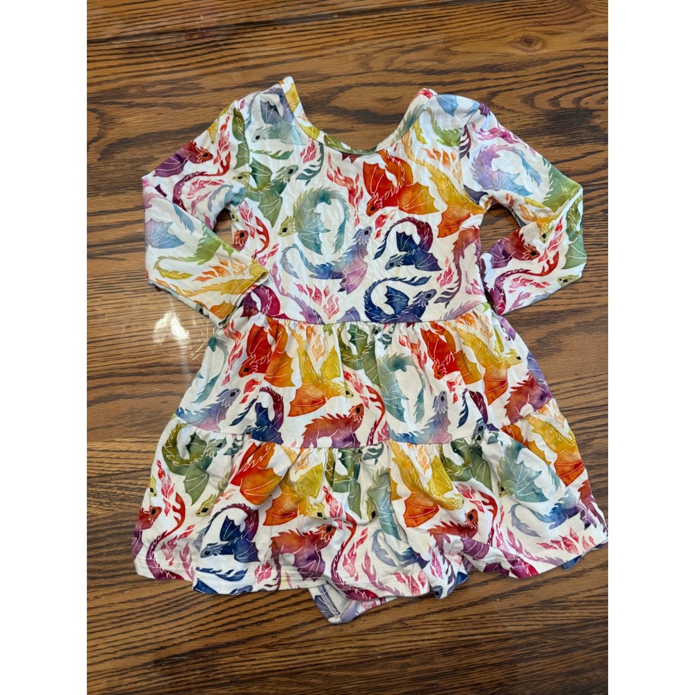The Sleepy Sloth Tutu Bodysuit Kids 18-24M Rainbow Dragon Long Sleeve Dress